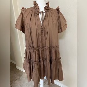 Hunter Bell Small light brown cotton tiered Merritt dress s/s
